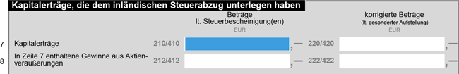 Kapitalerträge, die dem inländischen Steuerabzug unterlegen haben